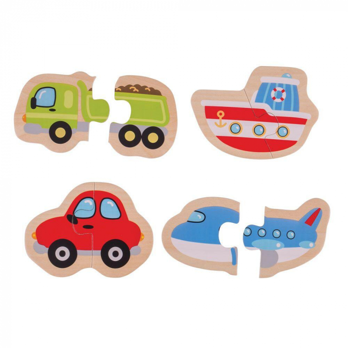 Puzzle - mijloace de transport (8 piese), BIGJIGS Toys, 1-2 ani + [2]