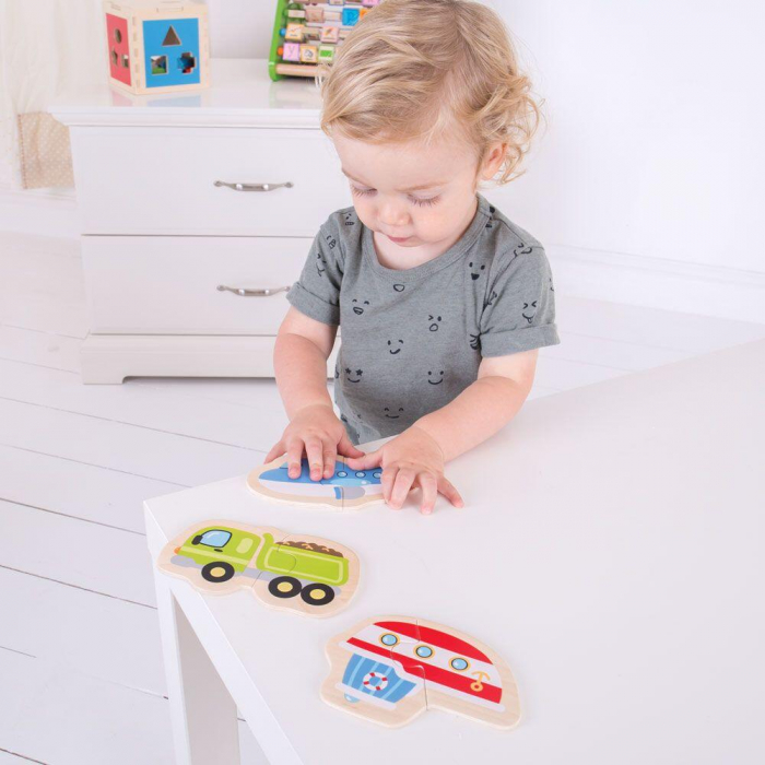 Puzzle - mijloace de transport (8 piese), BIGJIGS Toys, 1-2 ani + [3]