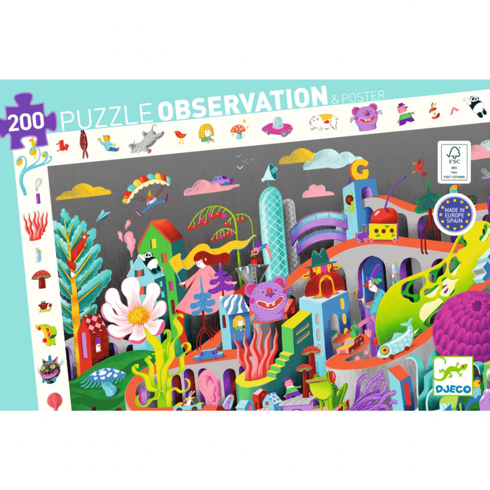 Puzzle observatie Nebunia din oras, Djeco, 4 ani+ [3]