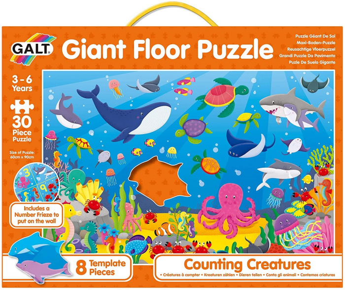 Puzzle Podea: Numaram animalute marine (30 piese), Galt, 2-3 ani + [3]
