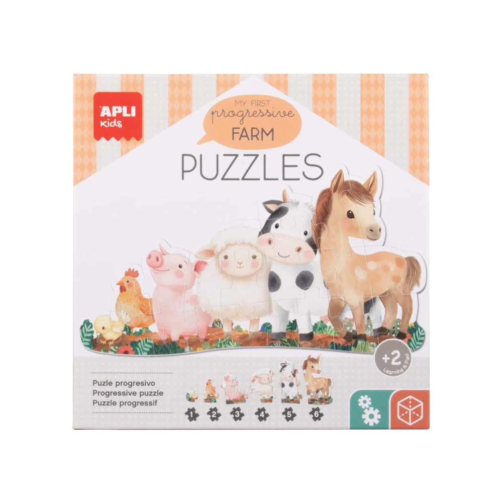 Puzzle progresiv - Primele mele puzzle-uri - Animale de fermă, 21 piese, 2 ani+, Apli Kids [2]