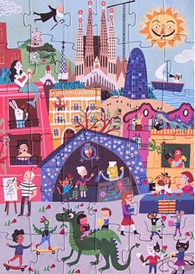 Puzzle reversibil Londji, zi si noapte in Barcelona, 2-3 ani + [3]