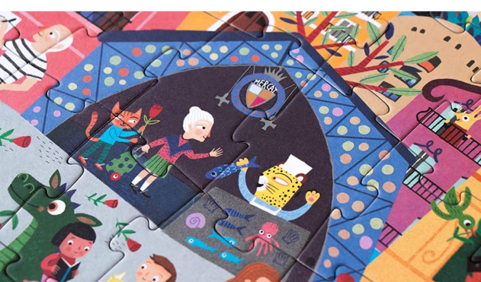Puzzle reversibil Londji, zi si noapte in Barcelona, 2-3 ani + [4]