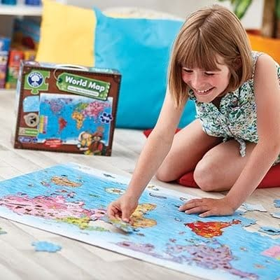 Puzzle si poster Harta lumii (limba engleza 150 piese) WORLD MAP PUZZLE & POSTER, Orchard Toys, 4-5 ani + [6]