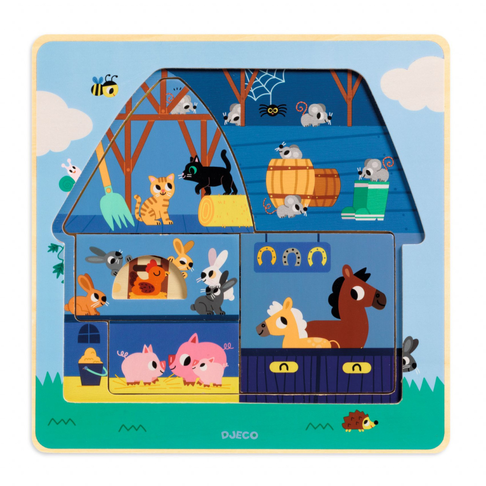 Puzzle straturi Djeco, animale de la ferma [5]