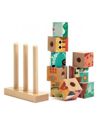 Puzzle vertical cu cuburi Djeco, Puzz-Up Forest, 2-3 ani + [3]