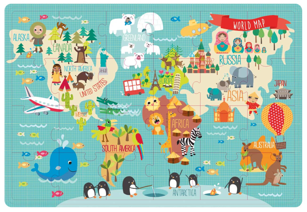 Puzzle XL Harta Lumii, 24 piese, 24 x 48 cm, +3 ani [4]