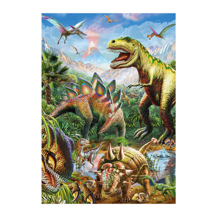 Puzzle XL - Lumea dinozaurilor neon (100 piese), Dino, 4-5 ani + [2]