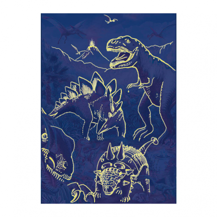 Puzzle XL - Lumea dinozaurilor neon (100 piese), Dino, 4-5 ani + [3]