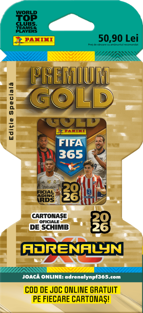 Set cartonase Panini Premium Gold, FIFA 365 Adrenalyne 2025-2026