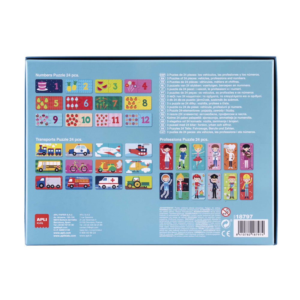 Set 3 puzzle duo - Numere, Vehicule, Meserii, Apli Kids, +3 ani [2]