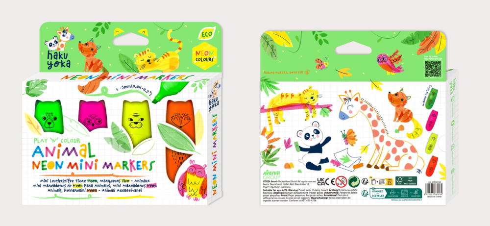 Set 4 Mini Markere Neon ,   Animale [3]