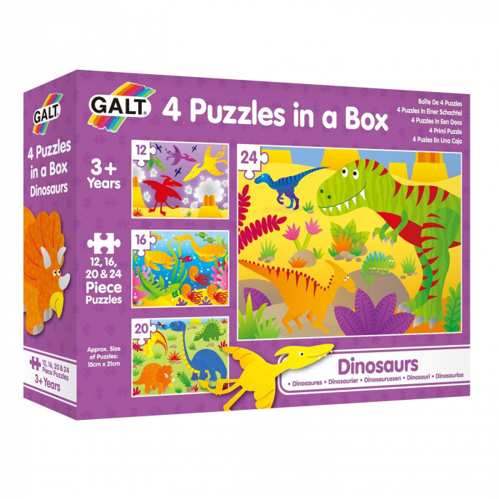 Set 4 puzzle-uri Dinozauri (12, 16, 20, 24 piese), Galt, 2-3 ani + [3]