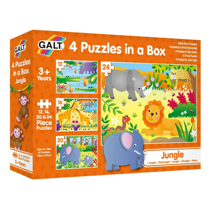 Set 4 puzzle-uri Jungla (12, 16, 20, 24 piese), Galt, 2-3 ani + [3]