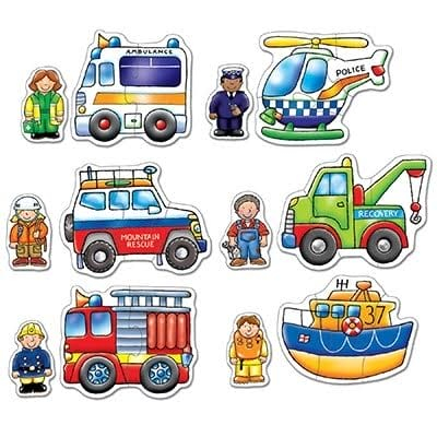 Set 6 puzzle Echipa de salvare (2 si 3 piese) RESCUE SQUAD, Orchard Toys, 2-3 ani + [2]