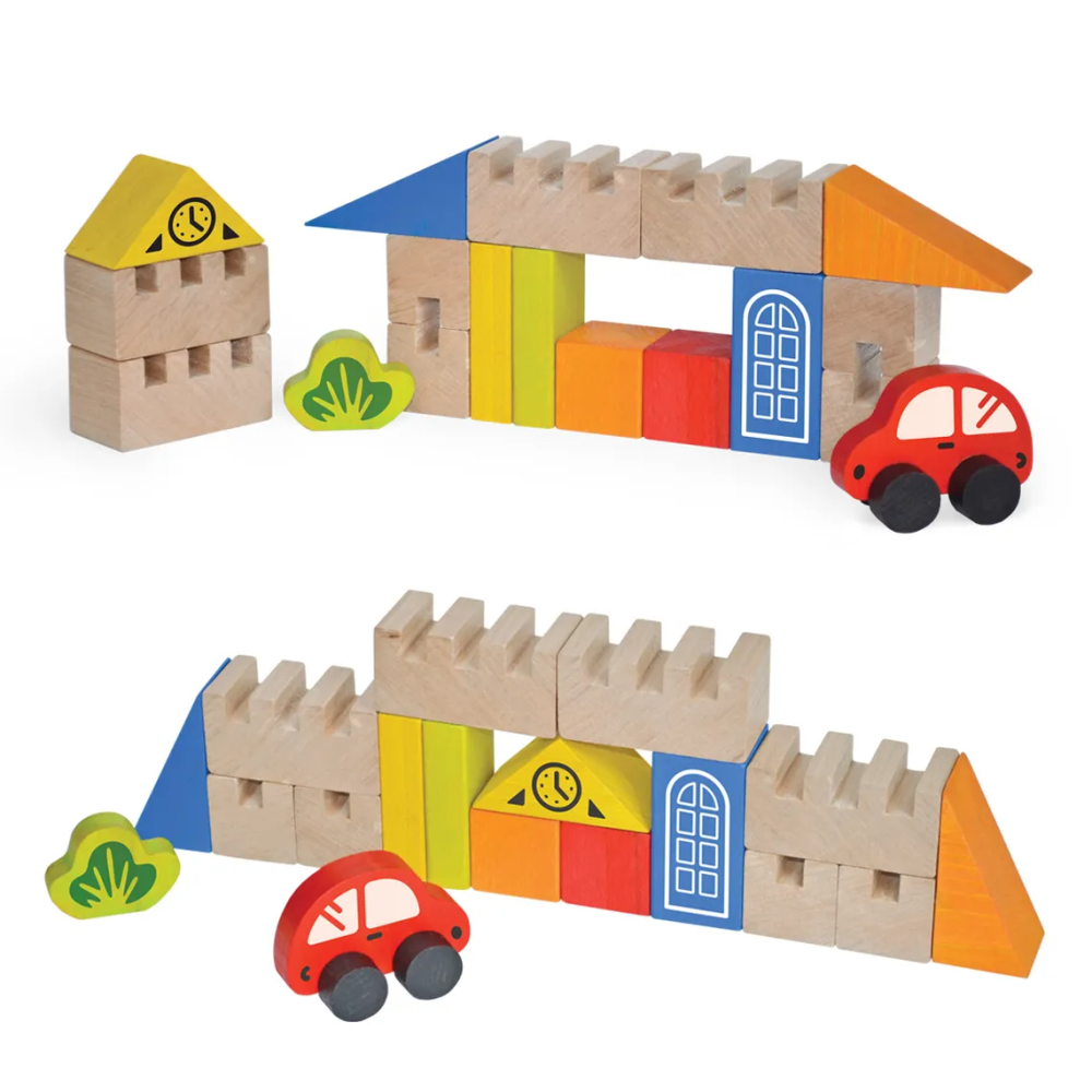 Set blocuri de constructie din lemn -  Oras, 18 piese [4]