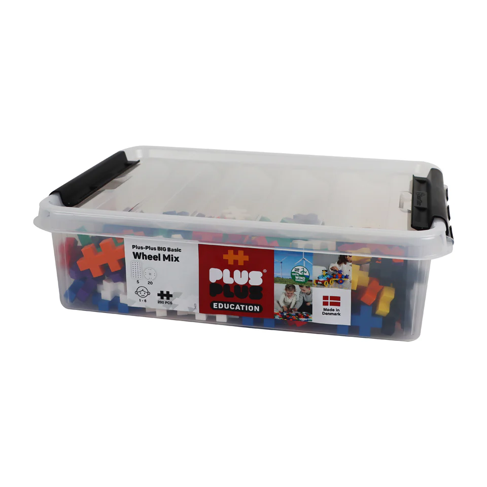 Set constructie educativ Plus-Plus, 200 piese mari, mix, cu roti si placi de baza [2]