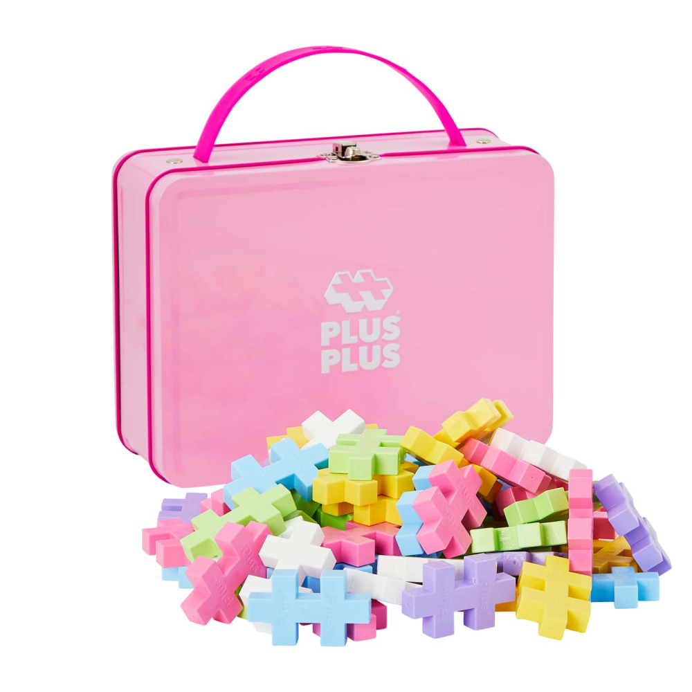 Set constructie Plus-Plus, 70 piese mari, portabil, in cutie metalica, culori pastelate [1]