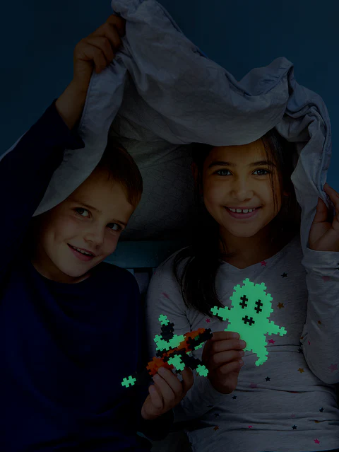 Set constructie Plus-Plus, tub 100 piese, Glow mix, culori fluorescente [4]