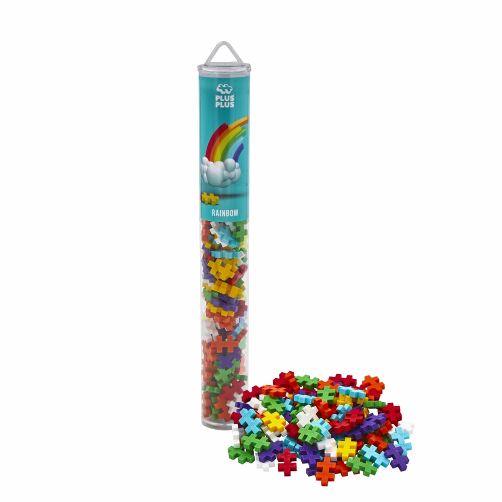 Set constructie Plus-Plus, tub 100 piese, Rainbow Mix, culorile curcubeului [2]