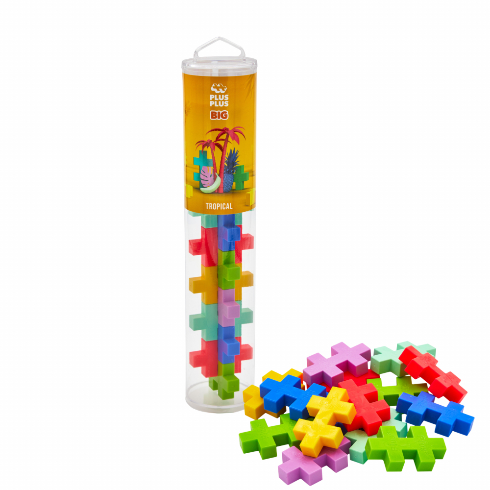 Set constructie Plus-Plus, tub 15 piese mari, Tropical, culori tropicale [2]