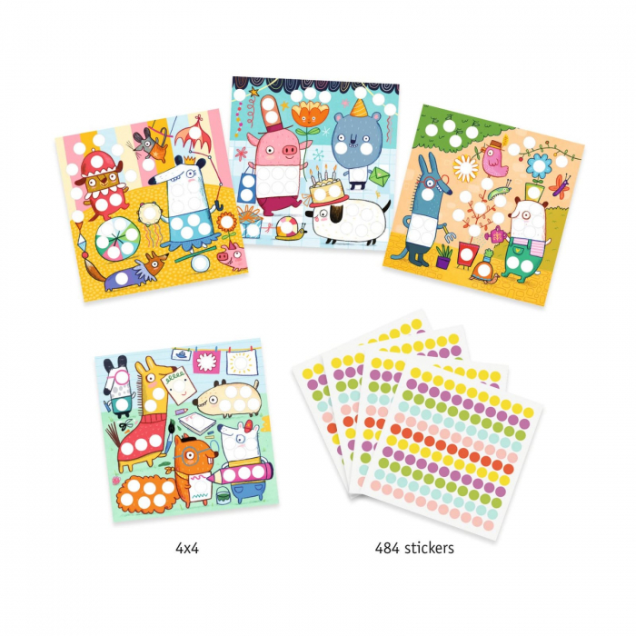 Set creativ cu autocolante Djeco, Buline colorate, 2-3 ani + [3]