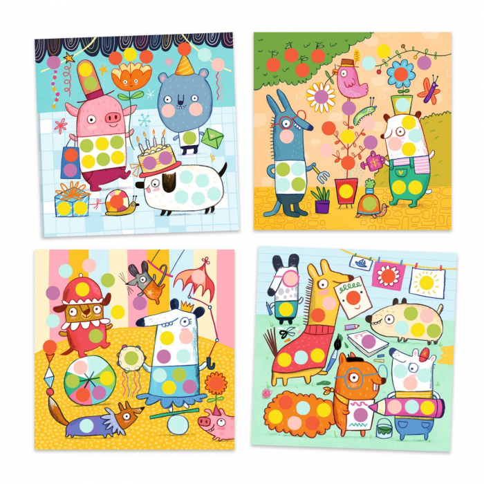 Set creativ cu autocolante Djeco, Buline colorate, 2-3 ani + [2]