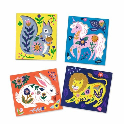 Set creativ cu margele, Animale si flori, Djeco, 6-7 ani + [2]