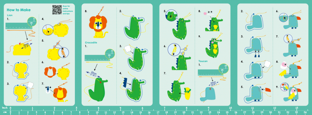 Set creativ de cusut cu tehnica siretului - Primul meu Pandantiv Animale, nivel 1 [9]