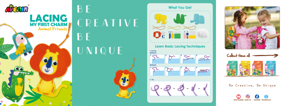 Set creativ de cusut cu tehnica siretului - Primul meu Pandantiv Animale, nivel 1 [8]