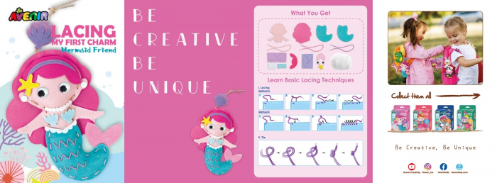 Set creativ de cusut cu tehnica siretului - Primul meu Pandantiv Sirena, nivel 3, + 3 ani [4]