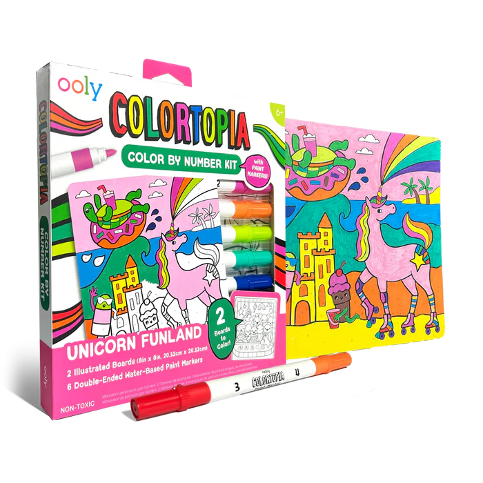 Set creativ de pictura dupa numere cu markere Colortopia - Taramul Unicornilor (Set de 6 culori duble) [2]
