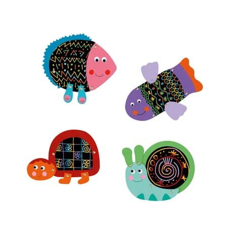 Set creativ de razuit Djeco, Animale amuzante, 2-3 ani + [2]