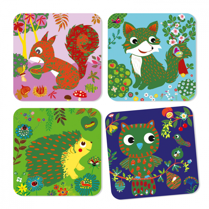 Set creativ de razuit Djeco, Animale prietenoase, 2-3 ani + [3]