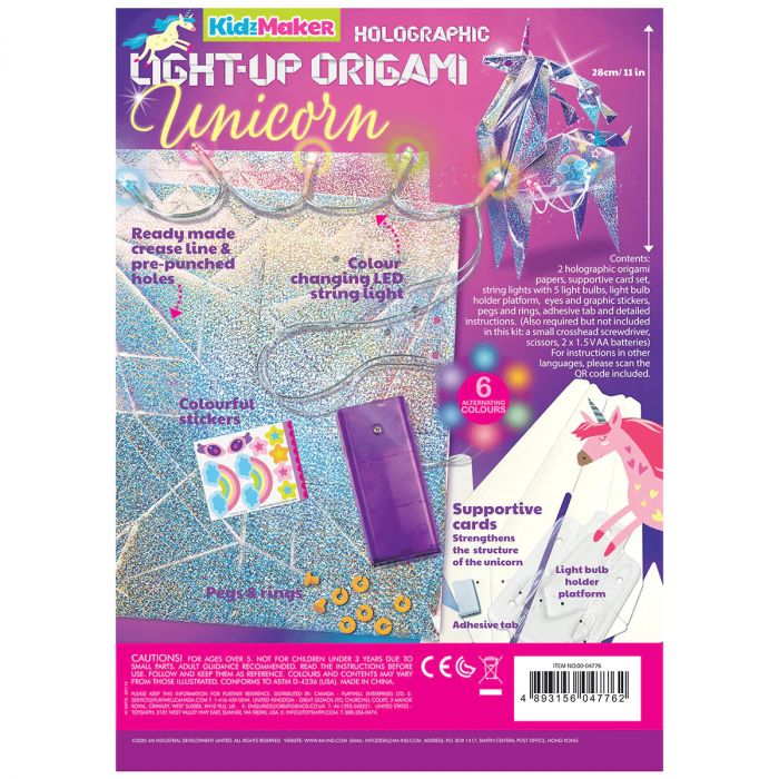 Set creativ - Origami holografic Unicorn cu iluminare, 4M, +5 ani [2]