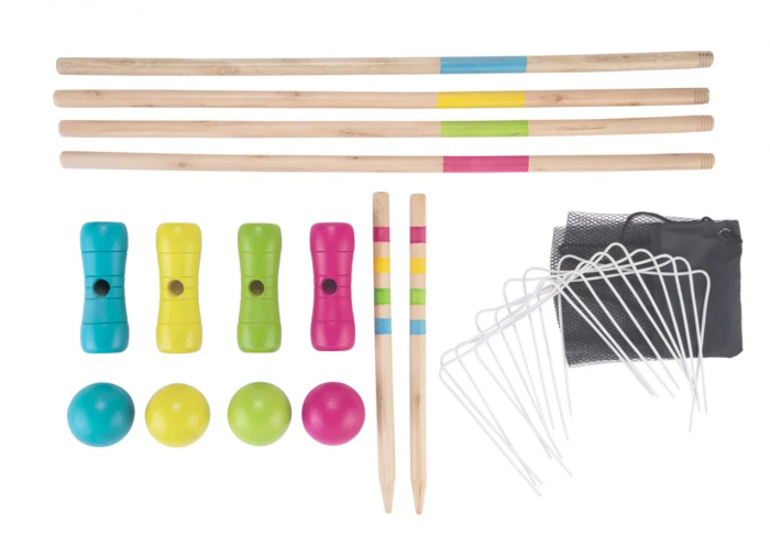 Set Croquet, lemn de mesteacăn, 75 cm, in plasa de depozitare pentru  4 jucători [3]