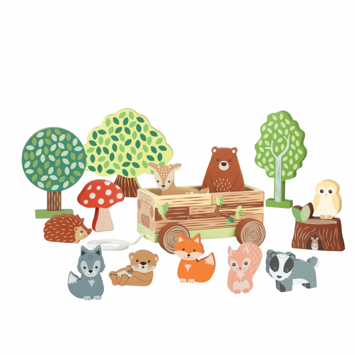 Set cu piese din lemn animale de padure, Orange Tree Toys, 1-4 ani [3]