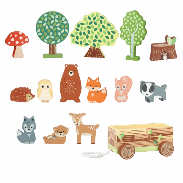 Set cu piese din lemn animale de padure, Orange Tree Toys, 1-4 ani [2]