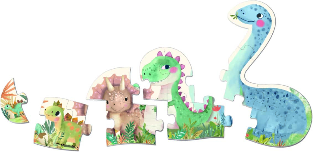 Set de 5 puzzle-uri progresive - Dinozauri (1-5 piese), Apli Kids, +2 ani [4]