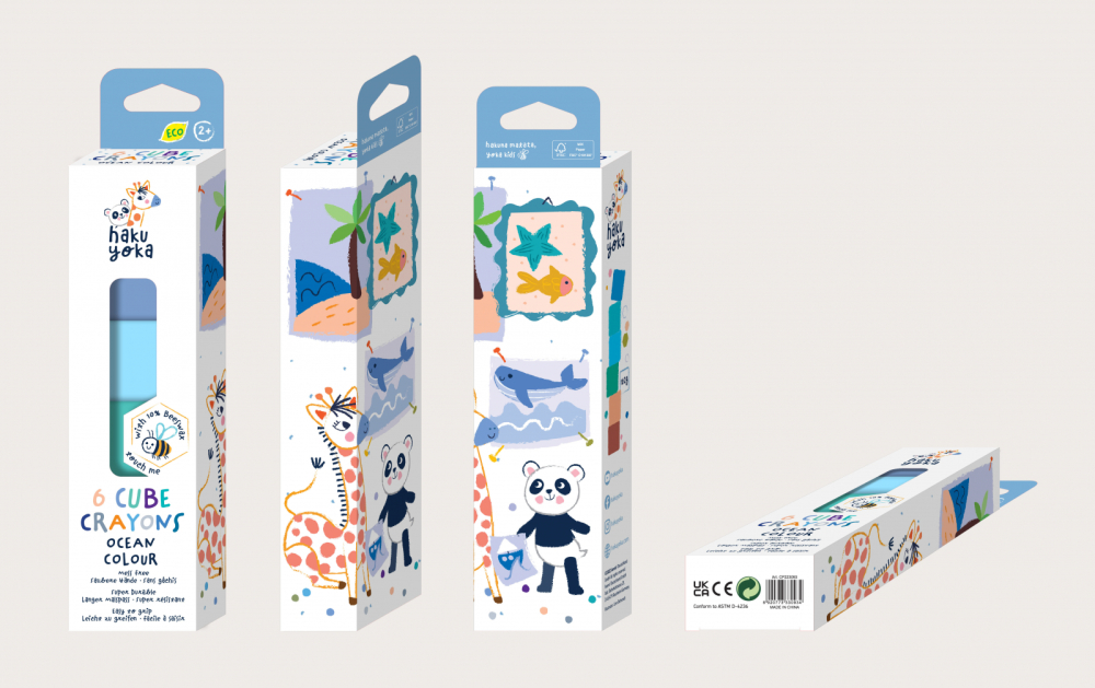 Set de 6 creioane cerate in forma de cub, Haku Yoka - culori ocean [4]