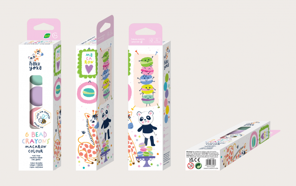 Set de 6 creioane cerate in forma de margele, Haku Yoka - culori Macarons [4]