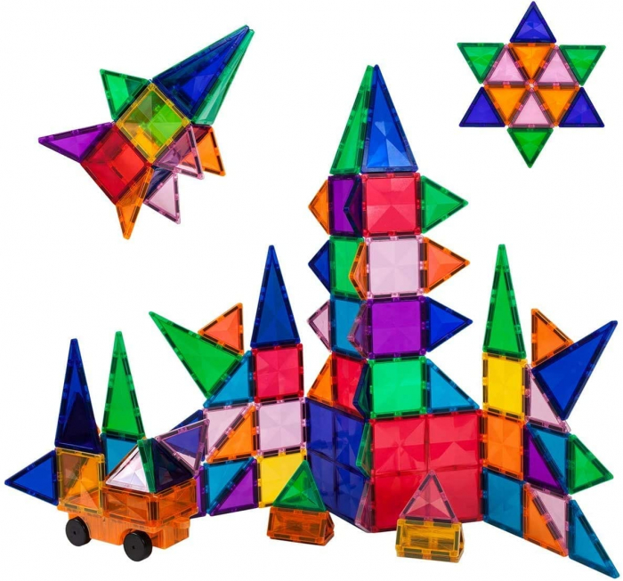 Set de construit Magnetic PicassoTiles 80 de piese cu o mașinuță, + 3 ani [2]