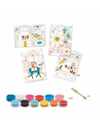 Set de creat tablouri cu nisip, Priviri vesele Djeco, 2-3 ani + [3]