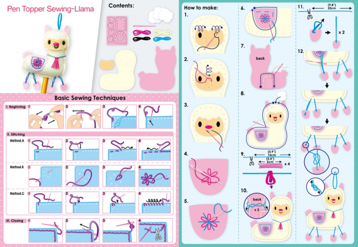 Set de cusut DIY - decoratiune topper pentru creion - Lama, + 5 ani [4]