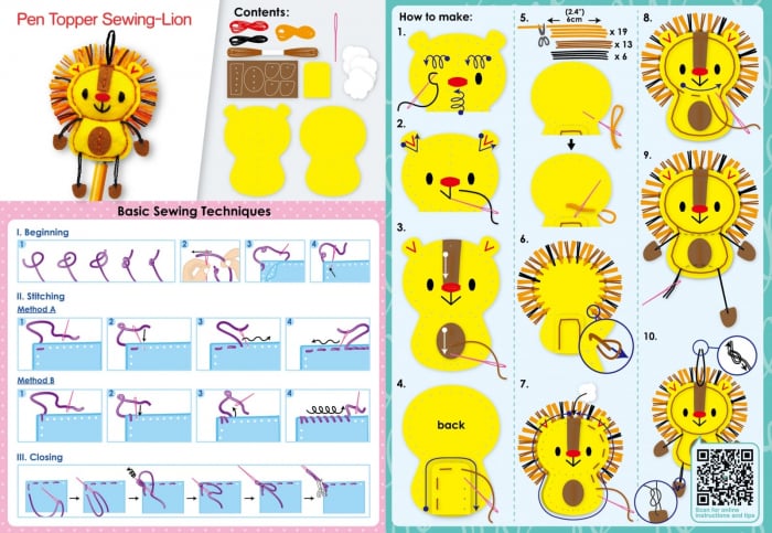 Set de cusut DIY - decoratiune topper pentru creion - Leu, + 5 ani [4]