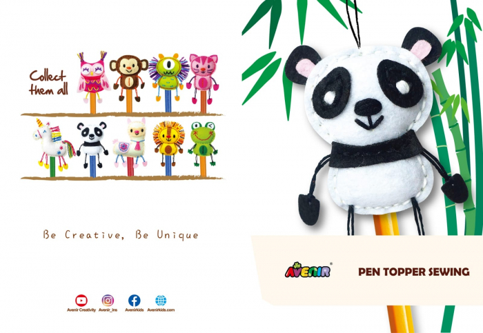 Set de cusut DIY - decoratiune topper pentru creion - Panda, + 5 ani [3]