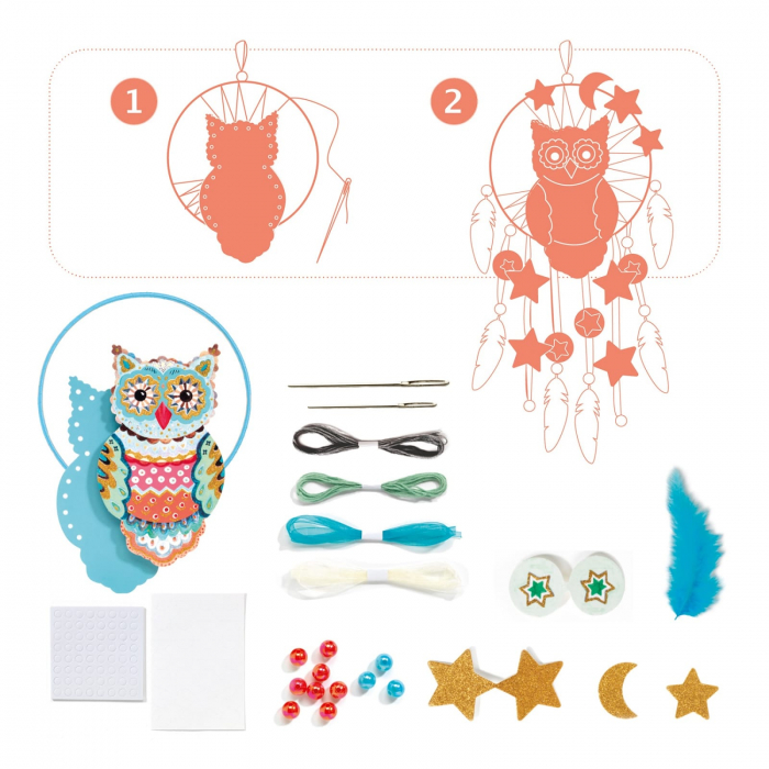 Set DIY Djeco, Dreamcatcher cu sclipici, 6-7 ani + [3]
