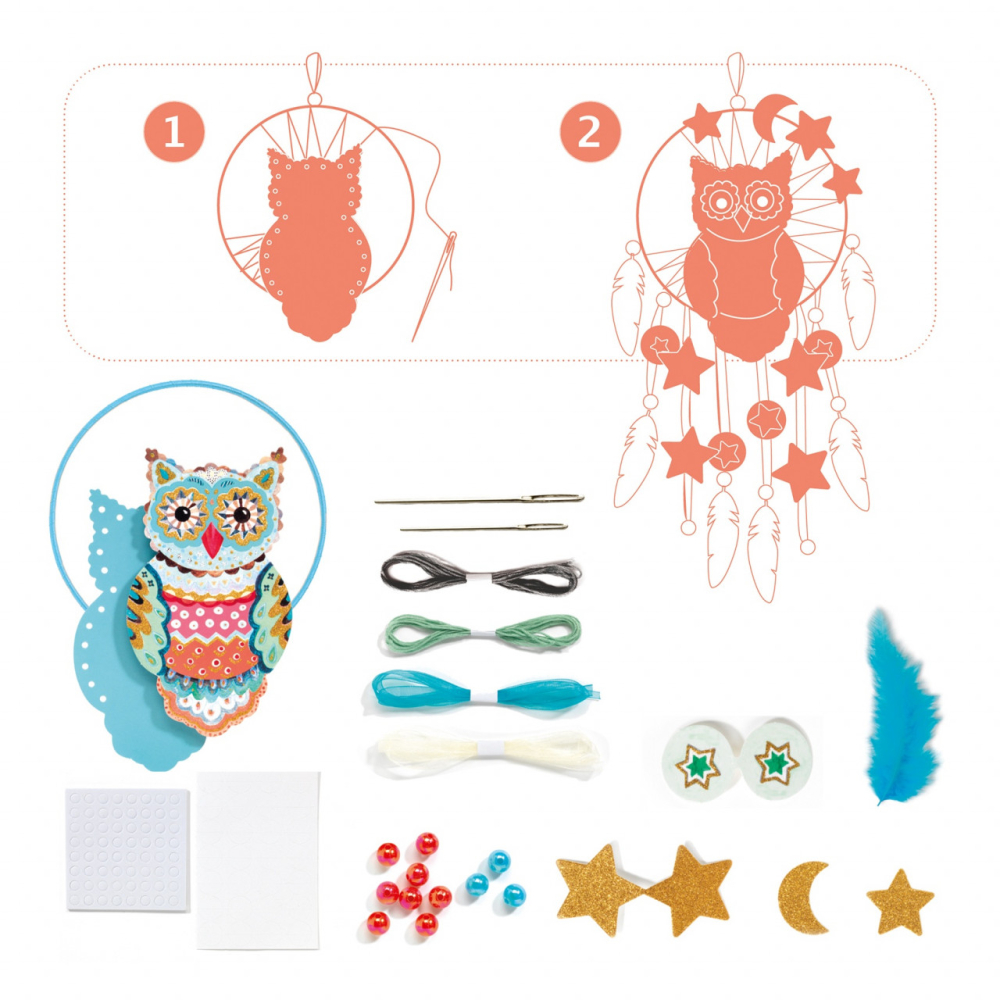 Set DIY Djeco, Dreamcatcher cu sclipici, 6-7 ani + [4]