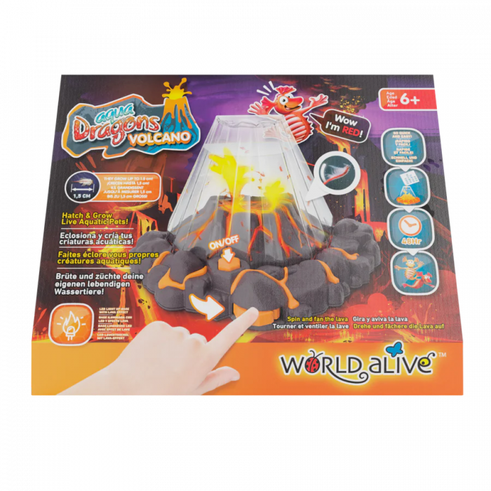 Set educativ STEM - AQUA DRAGONS Habitat VULCAN cu lava - acvariu cu LED si Aqua Dragons rosii [7]