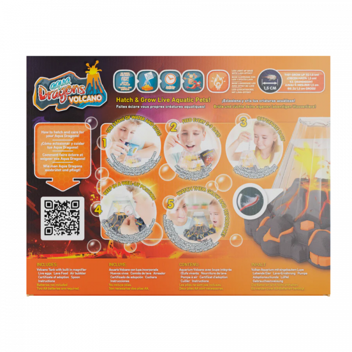 Set educativ STEM - AQUA DRAGONS Habitat VULCAN cu lava - acvariu cu LED si Aqua Dragons rosii [6]